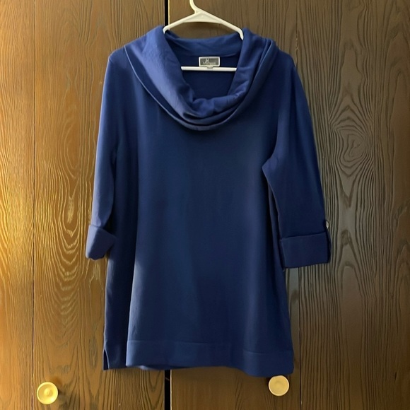 JM Collection petite royal blue 3/4 length, cowl necked sweater. Size XL. - Picture 1 of 7